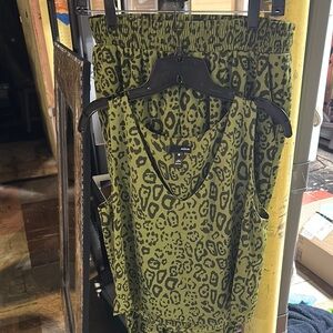 Aqua Olive Leopard Print top and Pants Set s/m